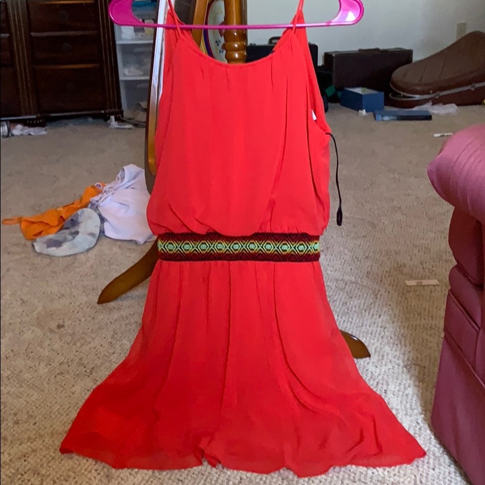 Red Flowy Dress with Band